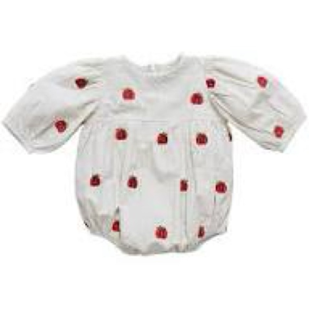Pink chicken embroidered pumpkin bubble 6-12Months